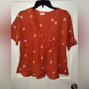 New View Women's Floral orange Top. Size M. EUC